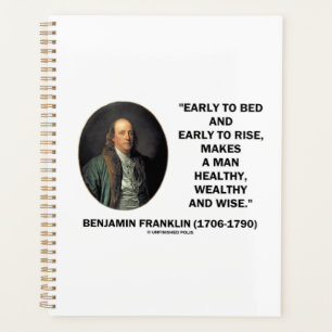 Benjamin Franklin Healthy Wealthy Wise Zitat Planer