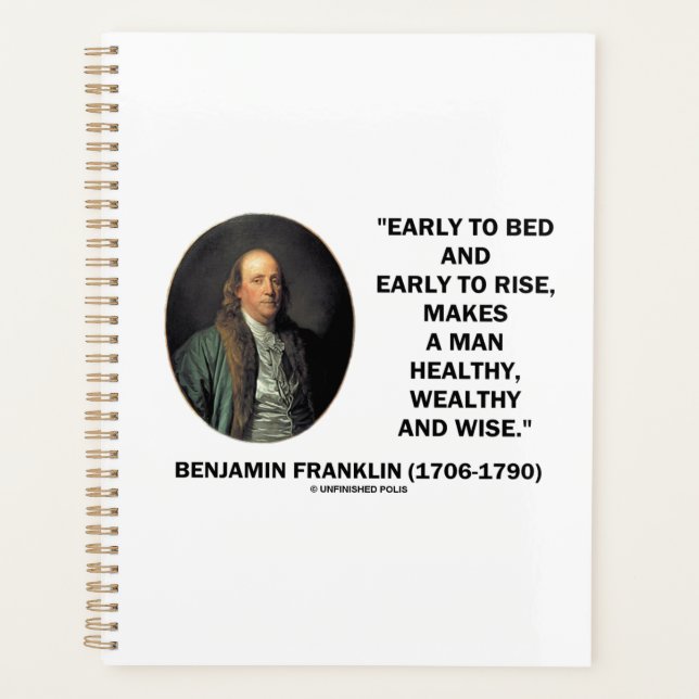 Benjamin Franklin Healthy Wealthy Wise Zitat Planer (Vorderseite)