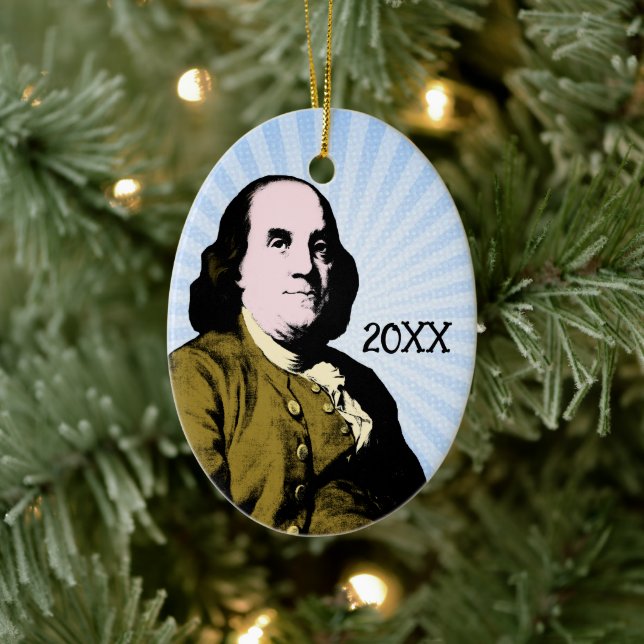 Benjamin Franklin im Pop-Art-Stil Keramik Ornament (Baum)