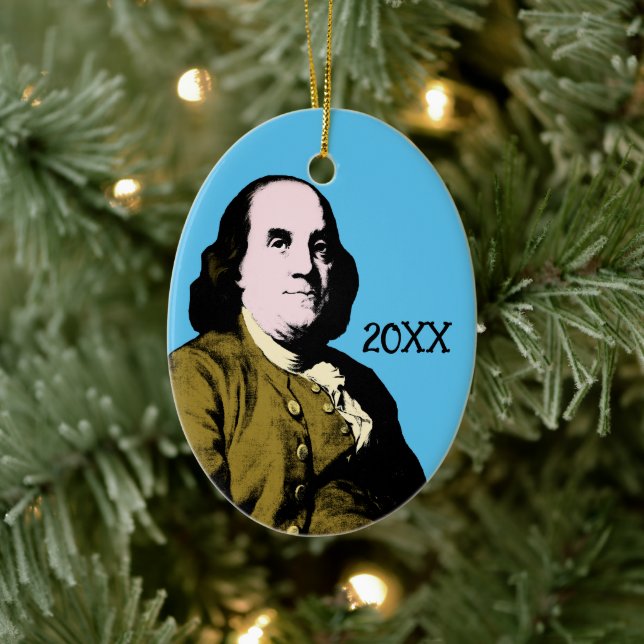 Benjamin Franklin im Pop-Art-Stil Keramik Ornament (Baum)