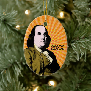 Benjamin Franklin im Pop-Art-Stil Keramik Ornament