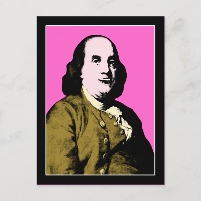 Benjamin Franklin im Pop-Art-Stil Postkarte (Vorderseite)