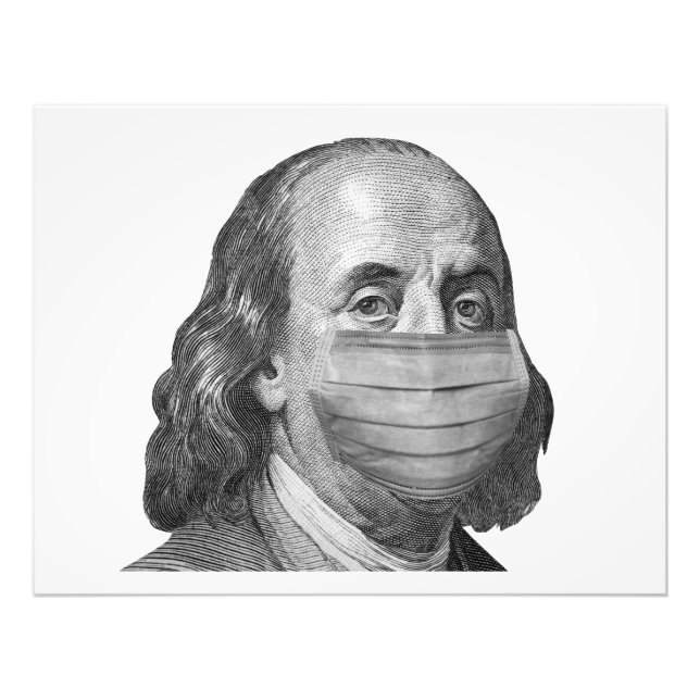 Benjamin Franklin in Maske Fotodruck (Vorne)