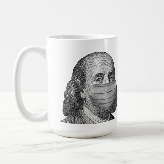 Benjamin Franklin in Maske Kaffeetasse (Links)