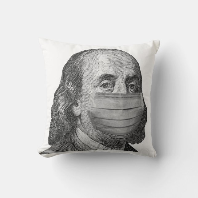 Benjamin Franklin in Maske Kissen (Vorderseite)