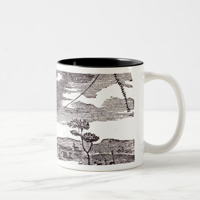 Benjamin Franklin leitet sein Drachen-Experiment Zweifarbige Tasse (Rechts)