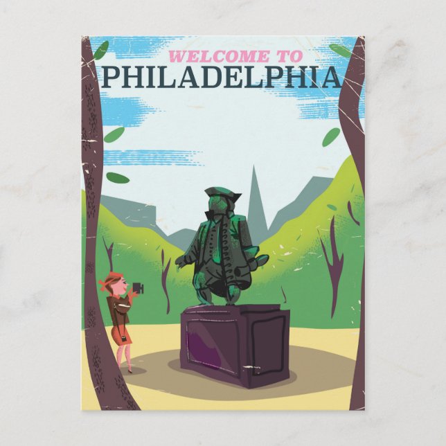 Benjamin Franklin Philadelphia Cartoon Postkarte (Vorderseite)