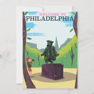 Benjamin Franklin Philadelphia Cartoon Wood Poster Einladung