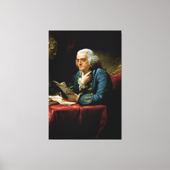 Benjamin Franklin Portrait von David Martin 1767 Leinwanddruck (Vorderseite)