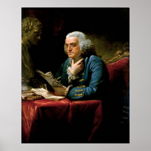 BENJAMIN FRANKLIN Portrait von David Martin Poster (Vorne)