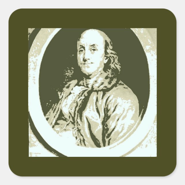 Benjamin Franklin Quadratischer Aufkleber (Vorderseite)
