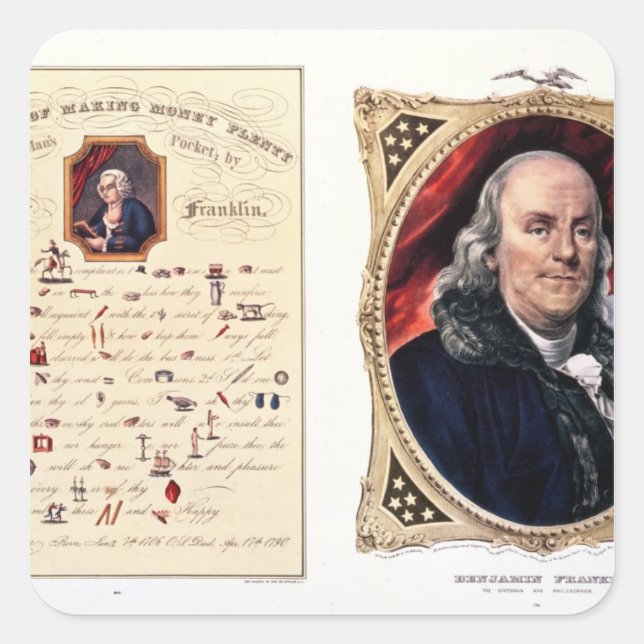 Benjamin Franklin Quadratischer Aufkleber (Vorderseite)