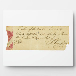 Benjamin Franklin Unterzeichnete Karo 2. Oktober 1 Fotoplatte