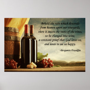 Benjamin Franklin-Wein-Zitat Poster