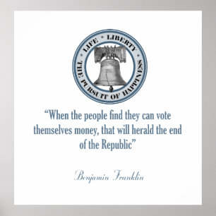 Benjamin Franklin-Zitat (Geld) Poster