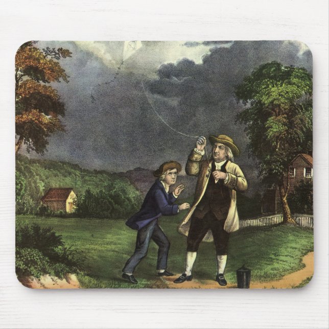 Benjamin Franklins Blitz mit dem Drachenexperiment Mousepad (Vorne)