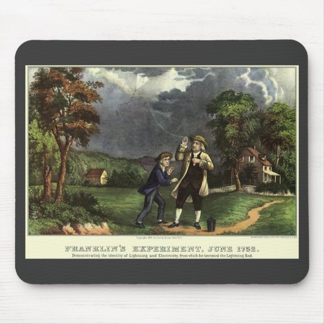 Benjamin Franklins Blitz mit dem Drachenexperiment Mousepad (Vorne)