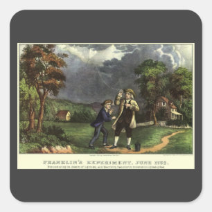 Benjamin Franklins Blitz mit dem Drachenexperiment Quadratischer Aufkleber