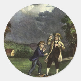 Benjamin Franklins Blitz mit dem Drachenexperiment Runder Aufkleber