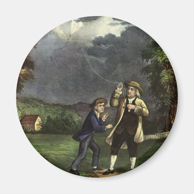Benjamin Franklins Blitz- und Kiteverfahren Magnet (Vorne)
