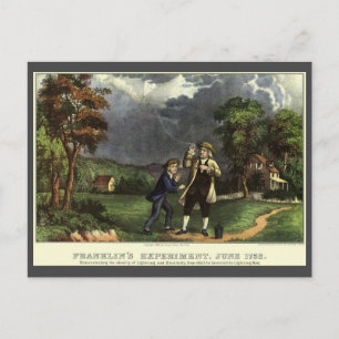 Benjamin Franklins Drachexperiment mit Blitz Postkarte