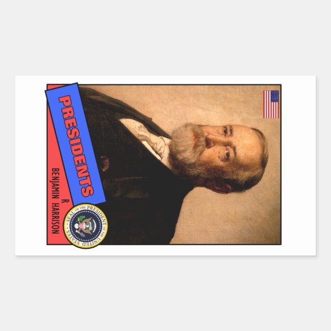Benjamin Harrison Baseballkarte Rechteckiger Aufkleber (Vorderseite)