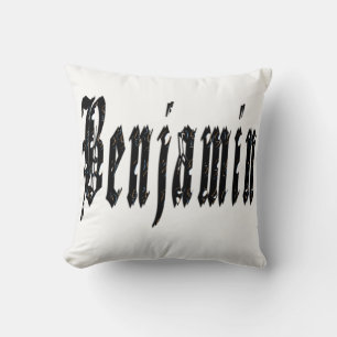 Benjamin, Name, Logo, weißes Kissen. Kissen