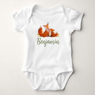 Benjamin Name Reveal Fox Forest Animal Boy Woy Baby Strampler