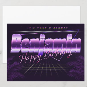 Benjamin Name Vorname lila retro Karte Geburtstag