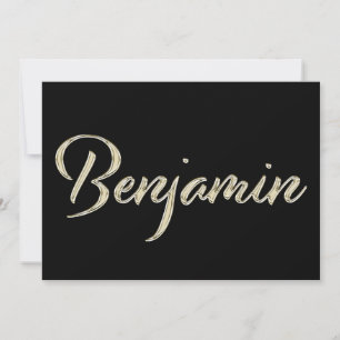 Benjamin Name white gold Handwriting Karte