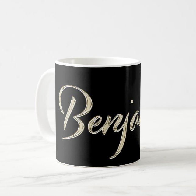 Benjamin Name whitegold Tasse Teetasse Kaffeetasse (Vorderseite Links)