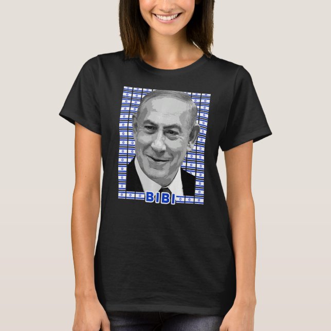 Benjamin Netanjahu Premierminister Portrait Flag T-Shirt (Vorderseite)