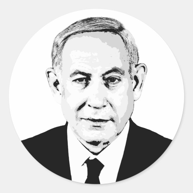 Benjamin Netanyahu Runder Aufkleber (Vorderseite)