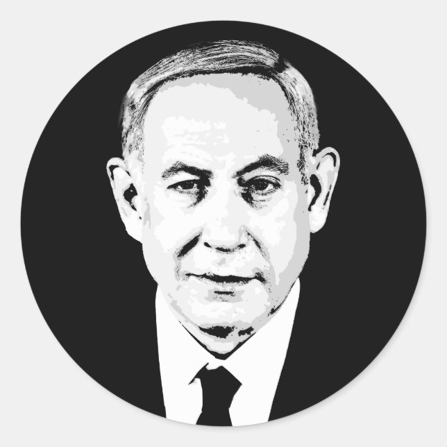 Benjamin Netanyahu Runder Aufkleber (Vorderseite)