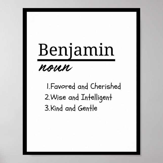 Benjamin, Personalisierter Name für Junge Poster (Vorne)
