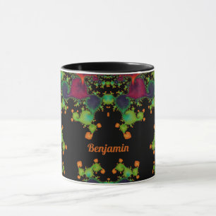 BENJAMIN ~ Schwarz-Grün-Orange-Rosa Tasse