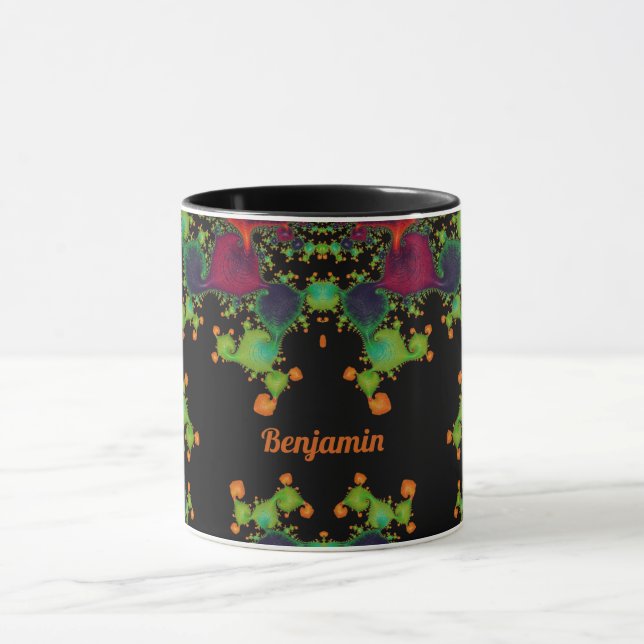 BENJAMIN ~ Schwarz-Grün-Orange-Rosa Tasse