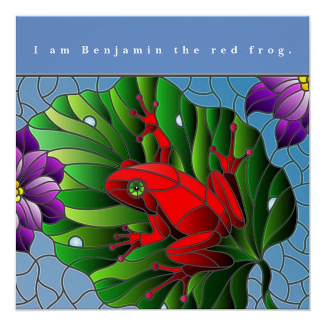 Benjamin The Red Frog Pond Blume Green Lotus Leaf Poster (Vorderseite)