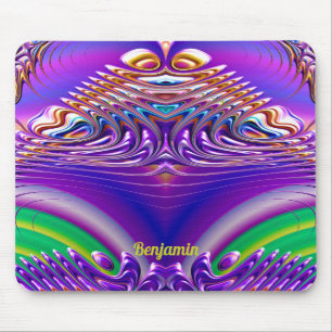 BENJAMIN ~ Zany Green, Blue, Yellow und Lila Mousepad