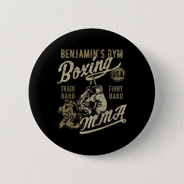 Benjamins Fitnessstudio Boxen Mma Retro Design Für Button (Vorderseite)