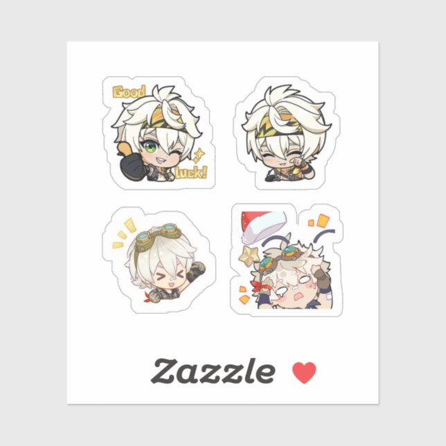 Bennett Genshin Impact 4er Stickerbogen Aufkleber (Blatt)