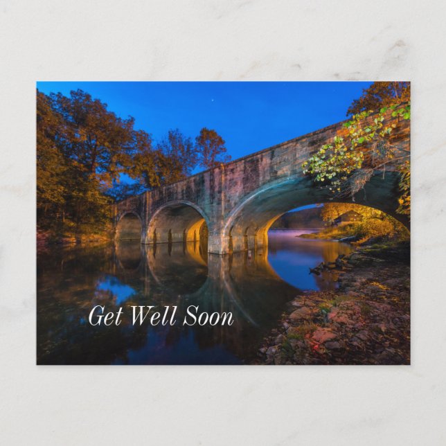 Bennett Spring Bridge Twilight Get Well Postcard Postkarte (Vorderseite)