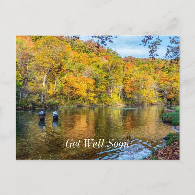 Bennett Spring Herbst Angeln Gute Besserung Postka Postkarte (Vorderseite)
