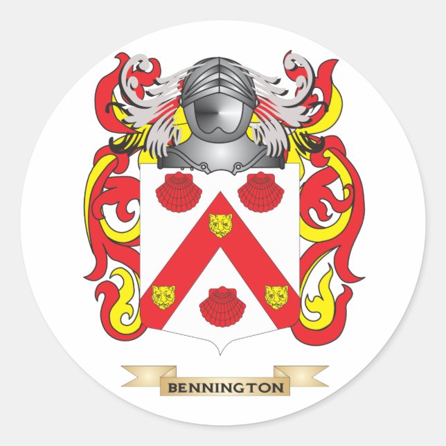 Bennington Coat of Arms (Familienwappen) Runder Aufkleber (Vorderseite)