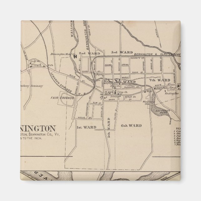 Bennington und Battleboro-Plan Magnet (Vorne)