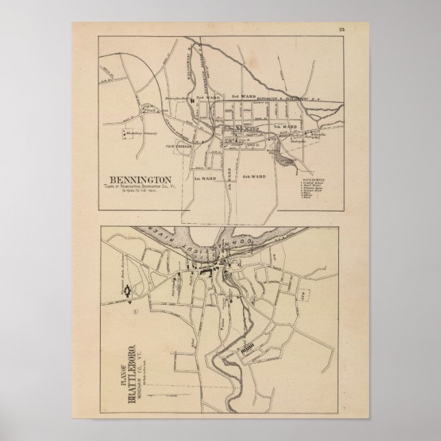 Bennington und Battleboro-Plan Poster (Vorne)