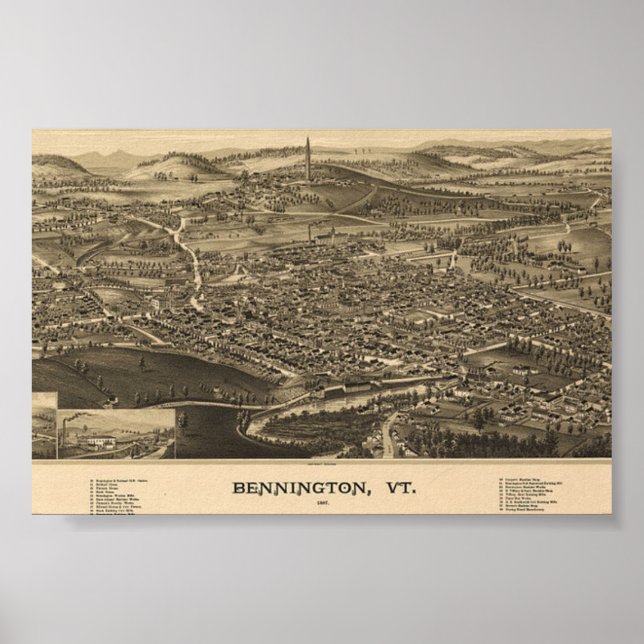 Bennington, Vermont Green Mountains Vintag Poster (Vorne)