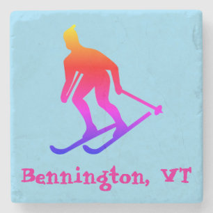 Bennington, VT - Südvermont Skifahren Regenbogen Steinuntersetzer