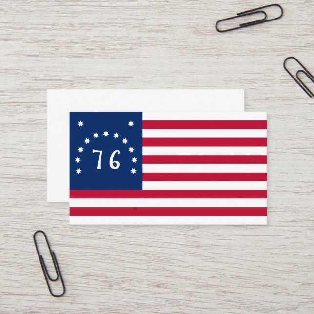 Benningtons Banner: Die 76 amerikanische Schlachtf Visitenkarte (Vorderseite/Rückseite Beispiel)