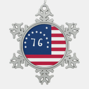 Benningtons Banner: Die 76er amerikanische Schlach Schneeflocken Zinn-Ornament